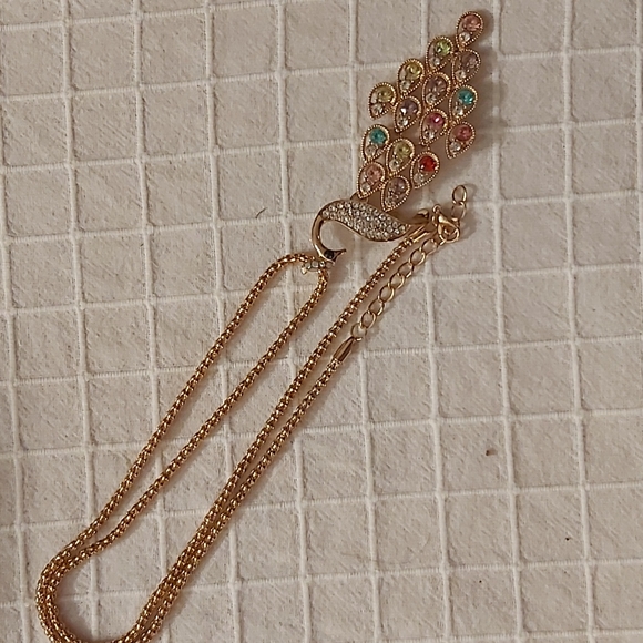 Peacock Crystal Necklace : Long Chain - Picture 3 of 3